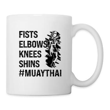 Muay Thai Poings Coudes Genoux Tibias Boxeur Fighter - Mug blanc - blanc - Droite