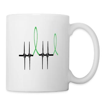 Mentla Gesundheitsbewusstsein Herzschlag Grünes Band - Tasse - Weiß - Rechts