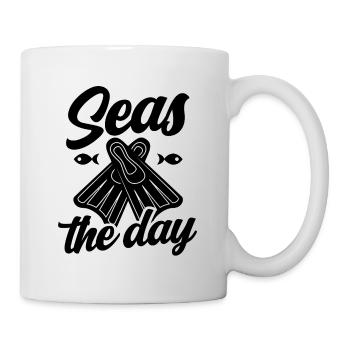 Seas The Day Diver Diving Scuba Diver Apnoe Snorke - Tasse - Weiß - Rechts