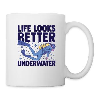 Life Looks Better Underwater Scuba Diver Diving Sn - Tasse - Weiß - Rechts