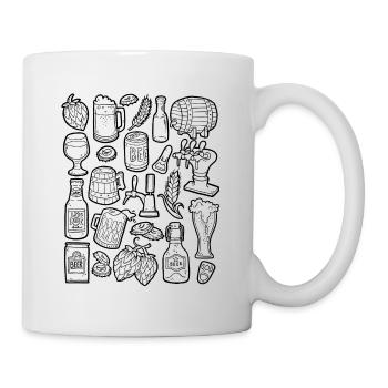 Bier Doodle - Tasse - Weiß - Rechts