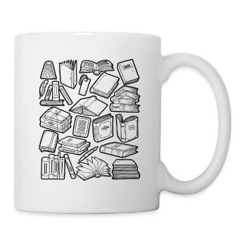Bücher Doodle - Tasse - Weiß - Rechts