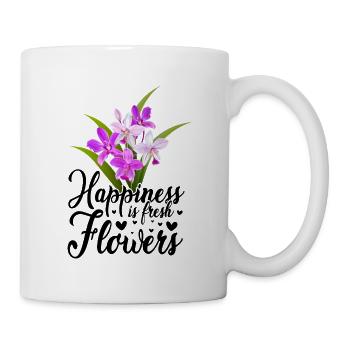 Happiness Is Fresh Flowers Gardener Botancial Plan - Tasse - Weiß - Rechts
