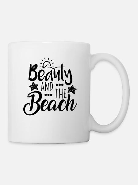 La beauté et la plage Citations - Mug blanc - blanc