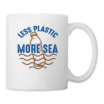 Less Plastic More Seas Earth Day Quotes - Mug - white - Right