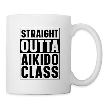 Straight Outta Aikido Class Samurai Fighter Fight - Mug - white - Right
