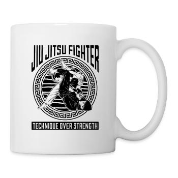 Jiu Jitsu Fighter Technique Over Fighter Fighting - Mug - white - Right