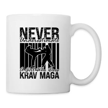 Never Underestimate A Krav Maga Black Belt Fighter - Mug - white - Right