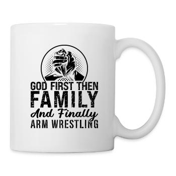 God First Then Arm Wrestling Love Wrestle Wrestler - Mug - white - Right