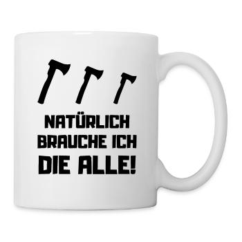 Männer Holzmachen Axt Sammlung Holz - Tasse - Weiß - Rechts