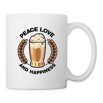 Peace Love Hapiness Homebrewing Brewery Malt Hop C - Tasse - Weiß - Rechts