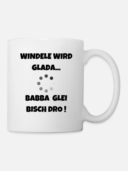 Für schwäbische Eltern - Windel wird Glada - Tasse - Weiß