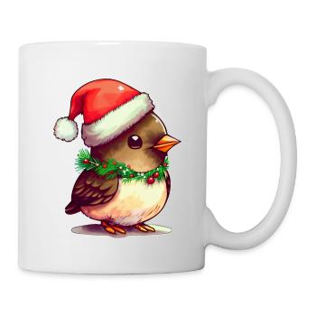 Christmas bird with cute cap - Mug - white - Right