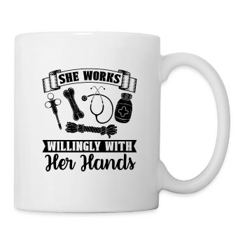 She Works Willingly Veterinary Doctor Veterinarian - Mug - white - Right