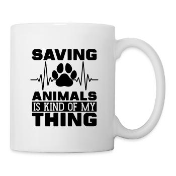 Saving Animals Is Veterinary Vet Tech Veterinarian - Mug - white - Right