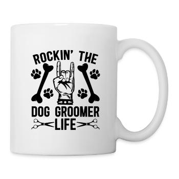 Rockin' The Dog Pet Groomer Fur Pet Salon Groomer - Mug - white - Right