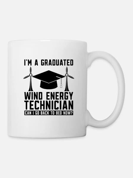 Je suis un technicien diplômé en éoliennes renouvelables - Mug blanc - blanc
