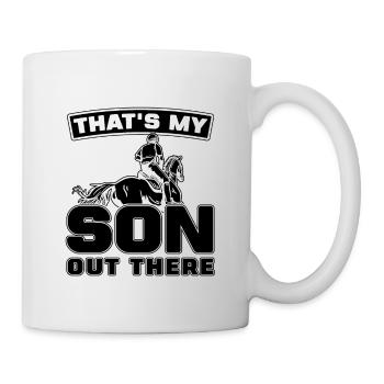 C’est mon fils sur les courses de chevaux Equines Horse Racer - Mug blanc - blanc - Droite