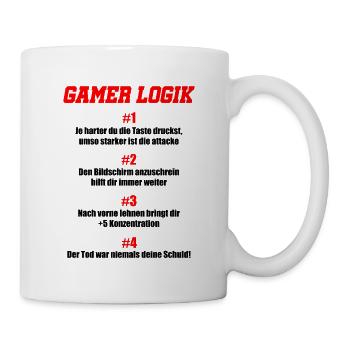 Gamer Logik Videospieler Gamer Gaming Zocken Zocke - Tasse - Weiß - Rechts