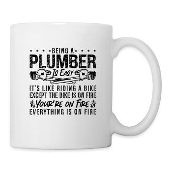 Être plombier est un outil facile plombiers - Mug blanc - blanc - Droite