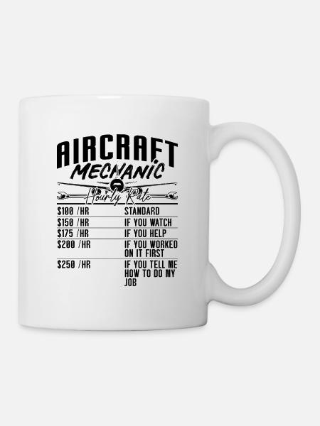 Mécanicien d’aéronef Taux horaire fixe Aviation - Mug blanc - blanc