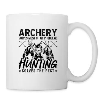Archery Solves Most Of Bowhunting Target Bowhunter - Mug - white - Right