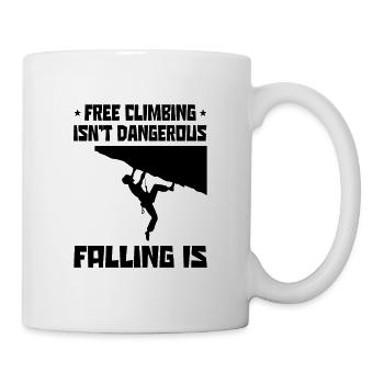 Free Climbing Is Not Dangerous Falling Is Boulderi - Tasse - Weiß - Rechts