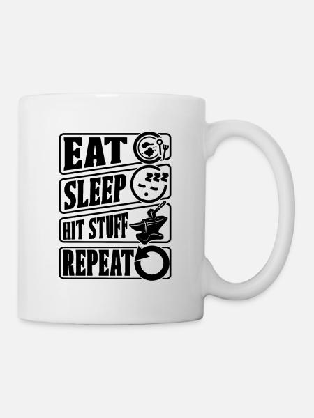 Eat Sleep Hit Forging Retro Goldsmith Blacksmiths - Mug blanc - blanc