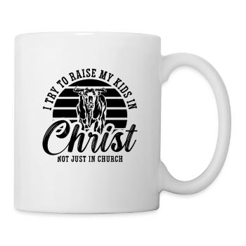 I Try To Raise My Kids Retro Horses Steer Wrestler - Tasse - Weiß - Rechts