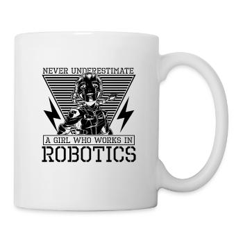 Ne sous-estimez jamais une fille robotisée ingénieure en robotique - Mug blanc - blanc - Droite