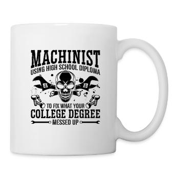 Machiniste utilisant un diplôme d’études secondaires Machiniste CNC - Mug blanc - blanc - Droite