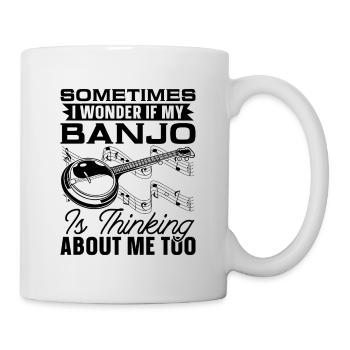 Parfois, je me demande si mon joueur de banjo d’instrument - Mug blanc - blanc - Droite