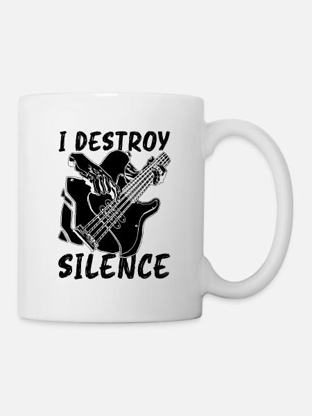I Destroy Silence Guitariste Bass Line Bassiste - Mug blanc - blanc