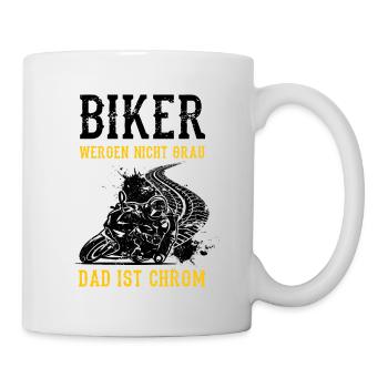 Biker Werden Nicht Grau Das Ist Chrom Motorradfahr - Tasse - Weiß - Rechts