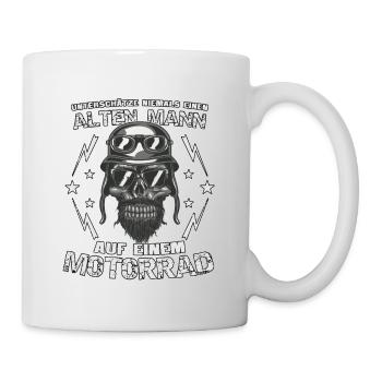Unterschätze niemals alten Mann auf dem Motorrad - Tasse - Weiß - Rechts
