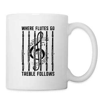 Where Flutes Go Retro Woodwind Instrument Flutist - Tasse - Weiß - Rechts