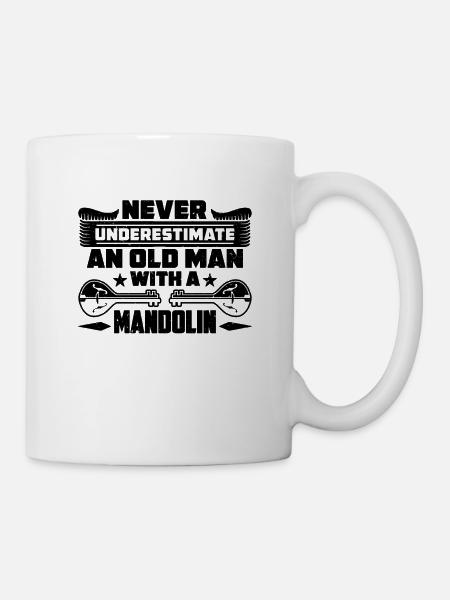 Never Underestimate An Old Guitar Mandolin Player - Tasse - Weiß