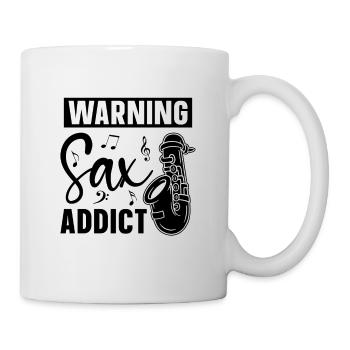 Warning Sax Addict Loves Jazz Music Saxophonist - Tasse - Weiß - Rechts
