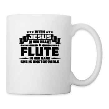 With Jesus In Her Heart Flutes Woodwind Flutist - Tasse - Weiß - Rechts