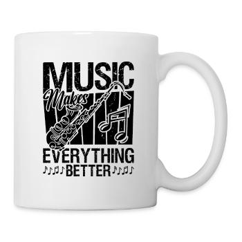 Music Makes Everything Retro Saxophone Player - Tasse - Weiß - Rechts