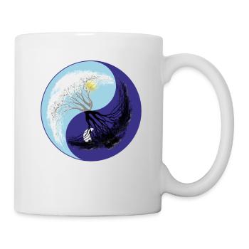 Yin Yang mit Baum - Grafik - heilige Geometrie - Tasse - Weiß - Rechts