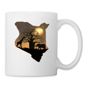 Baobab Sunrise Giraffe Elephant Africa - Mug - white - Right