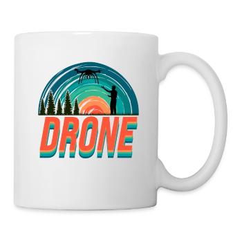 Retro Graphic Drone Flying Quadcopter Pilot RC Dro - Mug - white - Right