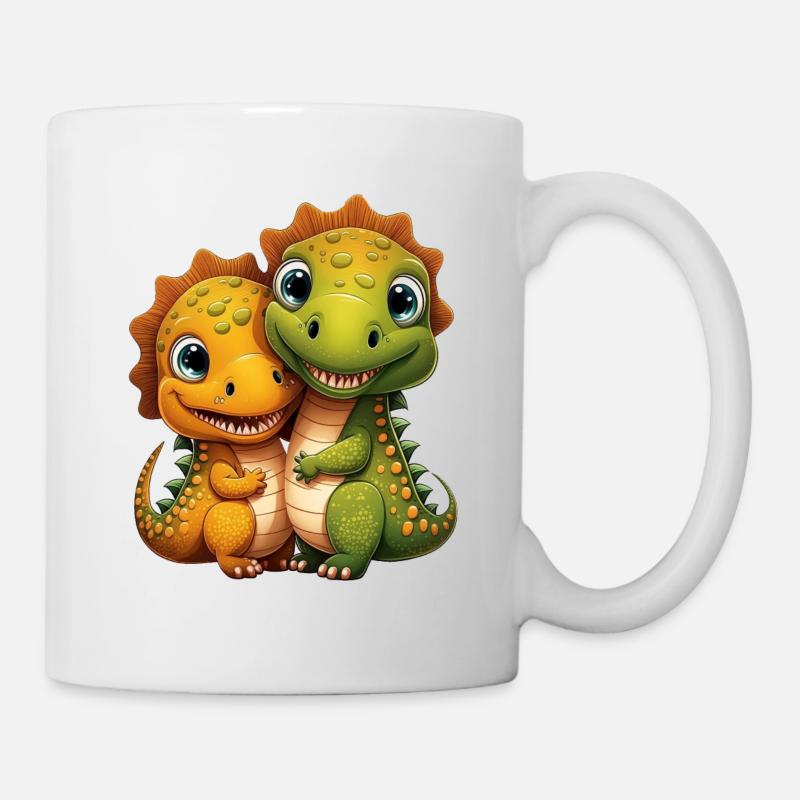 Mignon Dino Dinosaure Frères Frères Enfant - Mug blanc - blanc