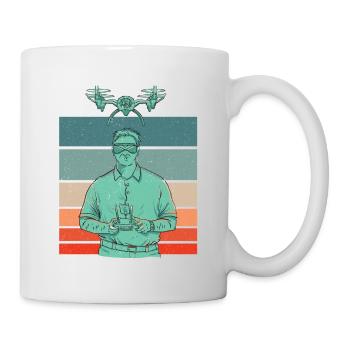 Retro Graphic Drone Flying Quadcopter Pilot RC Dro - Mug - white - Right