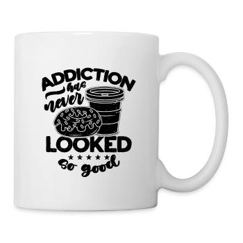 Addiction Has Never Caffeine Coffee & Donuts Lover - Tasse - Weiß - Rechts