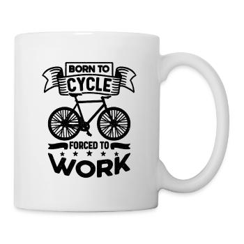 Né pour faire du vélo forcé de travailler Vélo Cycliste - Mug blanc - blanc - Droite