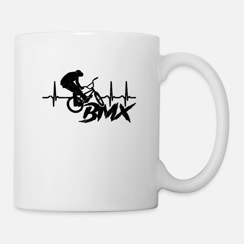 BMX Heartbeat Bicycle Cyclist Racing BMX Rider - Mug blanc - blanc