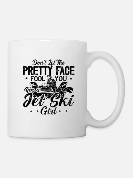 Ne laissez pas la jolie face au jet skieur de bateau à moteur - Mug blanc - blanc