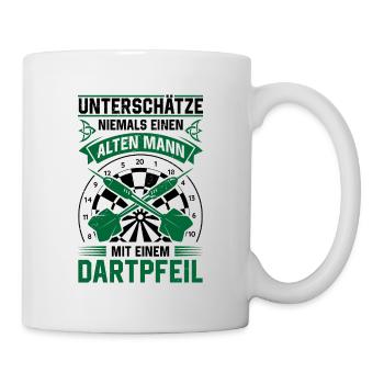 Unterschätze Niemals Einen Mit Einem Dartpfeil Dar - Tasse - Weiß - Rechts